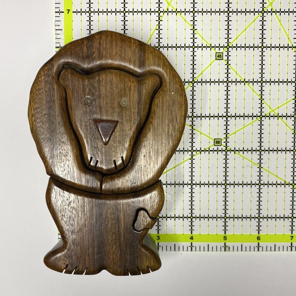 Wood Puzzle Trinket Lion & Cat Boxes - Picture 7 of 13
